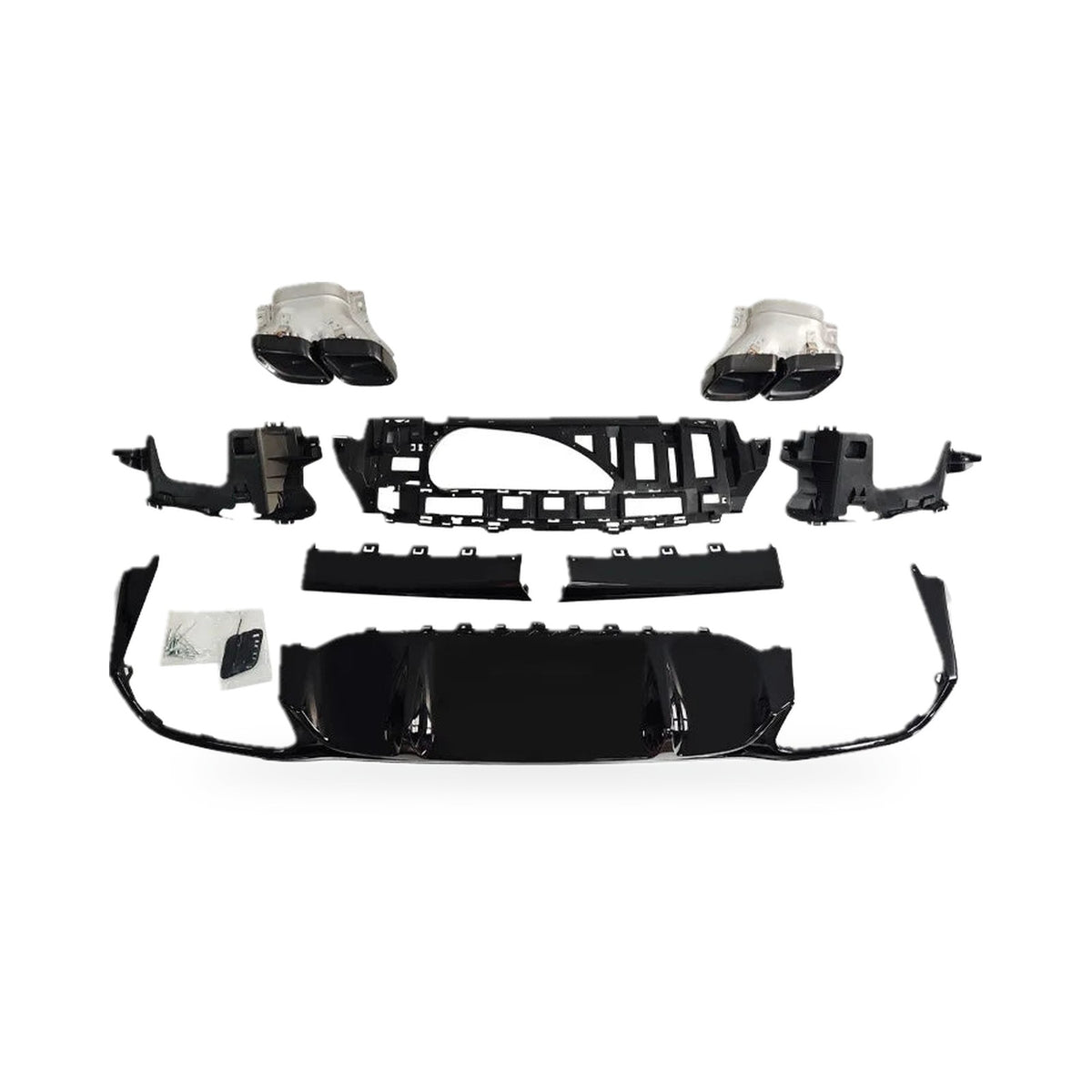 Rear Diffuser with Tips – Mercedes E-Class W213 Sedan, Base Bumper (2021–23)